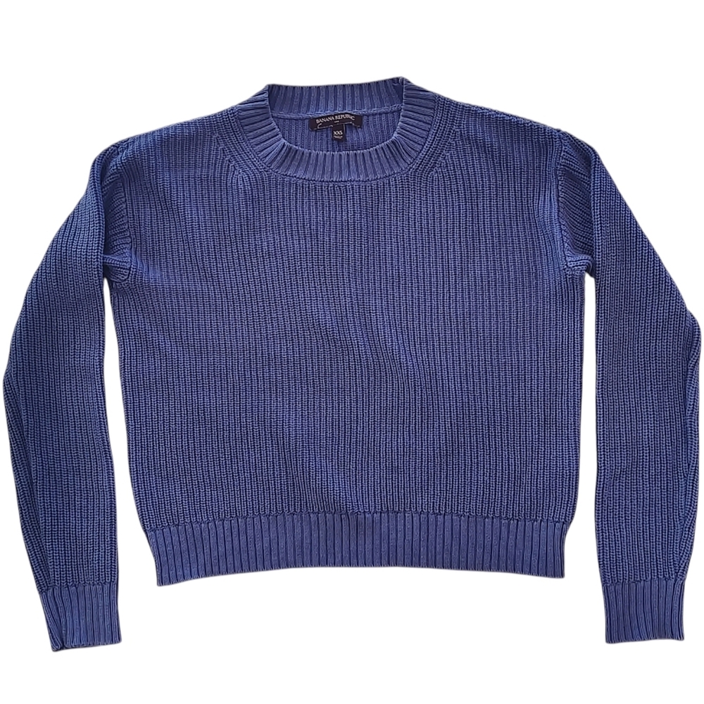 Banana Republic Factory Pullover Crewneck Blue Sweater Size XXS Ribbed Knit